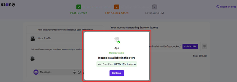 Magic Link Setup Page 7: Activate Earnly Income