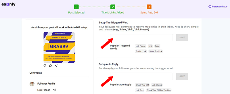 Magic Link Setup Page 8: Add Smart Trigger Keywords