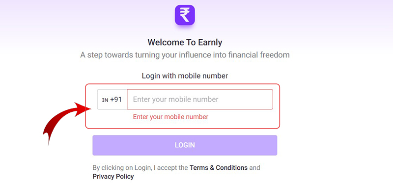 Earnly Magic Link Signup Page